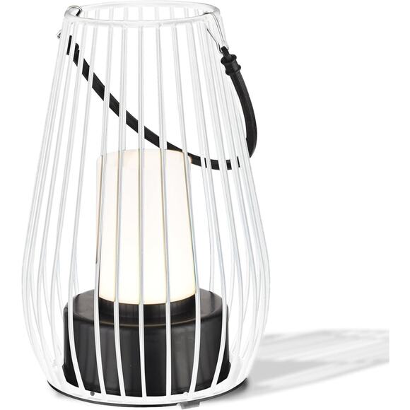 Outdoor & Indoor Metal Cage Lantern USB Rechargeable, Soft Carry Handle, White - Picture 1 of 7